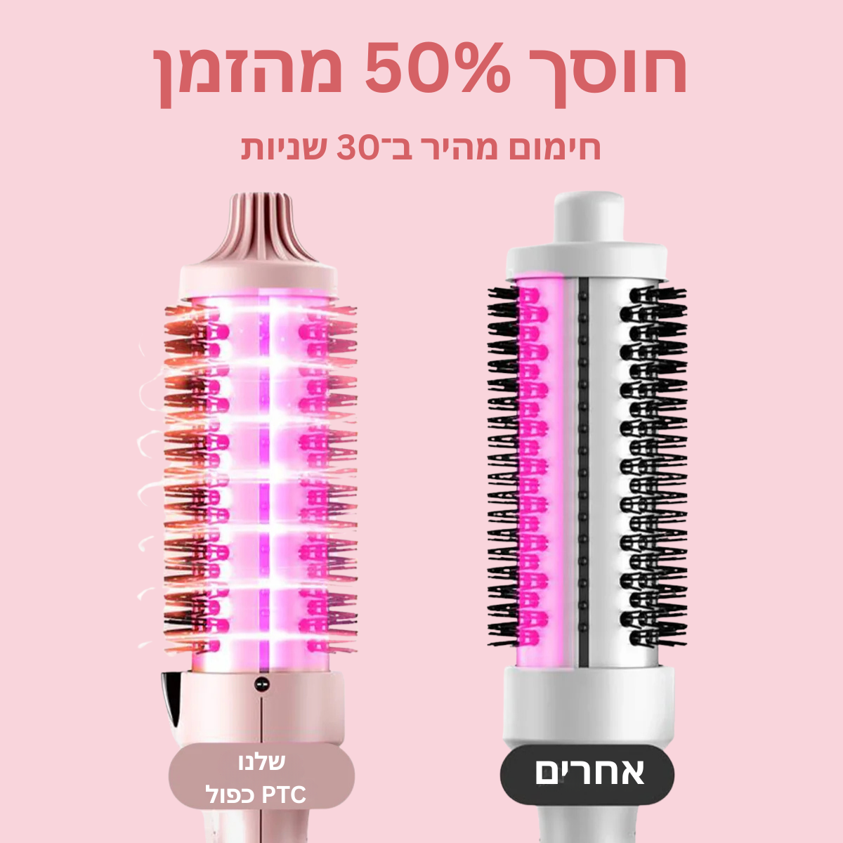 מברשת תרמית 3-ב-1 פרו עם יונים שליליים ושני גופי חימום