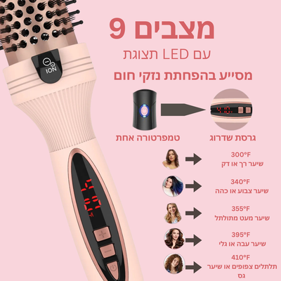 מברשת תרמית 3-ב-1 פרו עם יונים שליליים ושני גופי חימום
